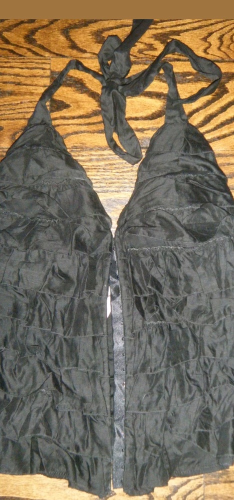 Ruffle Black Corset Style Halter Top